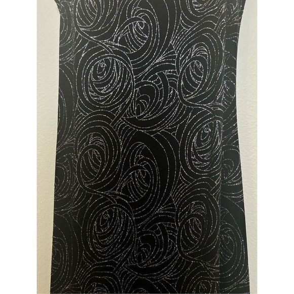 Slinky 90s Black Midi Dress Glitter Open Back Spaghetti Straps Diamond Cut S - Picture 13 of 14